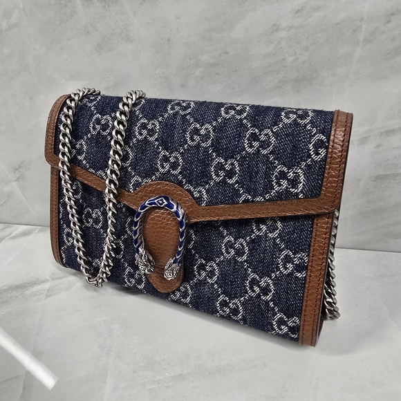 Gucci Handbags - Gucci GG Denim Blue Dionysus Chain Bag